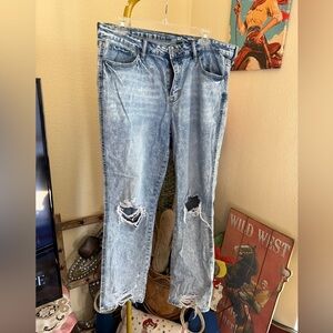 New York & Company Light Blue Distressed Boyfriend Jeans